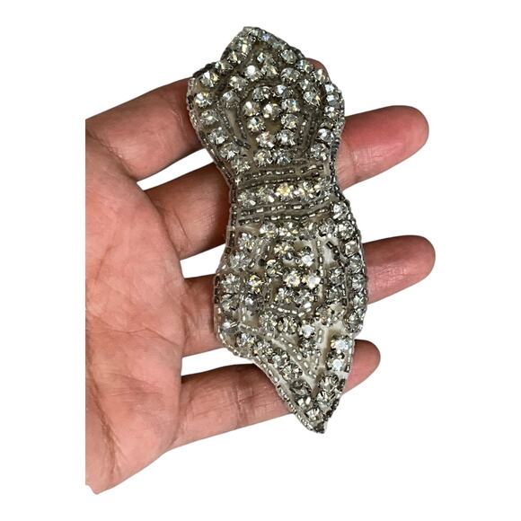 Vintage Headband and Hair Clip Set Ivory White with Silver One Size - Picture 6 of 10